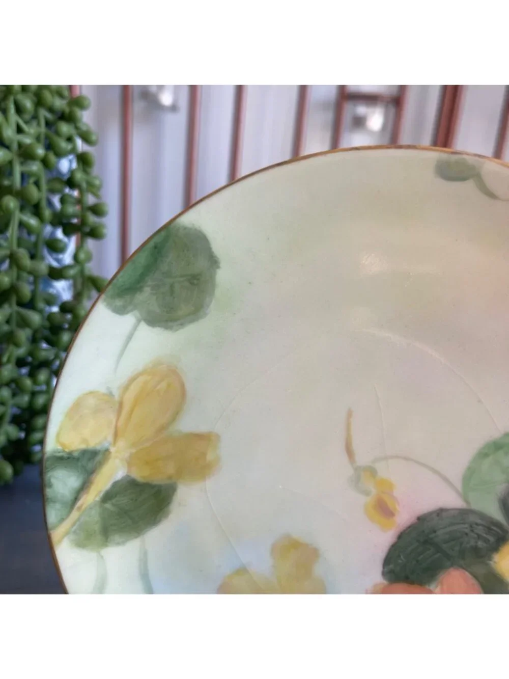 Antique The Geo H. Bowman Co Hand Painted Floral Plate